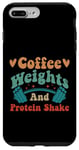 Coque pour iPhone 7 Plus/8 Plus Poids de café vintage et shake protéiné drôle sarcastique gym