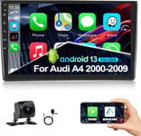 1+32G Android 13 Autoradio 2Din Avec Carplay Android Auto Pour Audi A4 S4 R4 2002-2008, 9 Pouces Auto Radio Avec Navi Bluetooth Gps Wifi Fm Rds Commande Au Volant Caméra De Recul