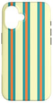 Coque pour iPhone 16 Orange Sarcelle Rayures Esthétique Girly Preppy Yellow Stripes