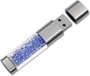 Clé USB 3.0 64Go 32Go 16Go Nouveau Bijoux Cristal USB 3.0 Flash Drive, Externe Cadeau pour Cadeaux d'anniversaire, Cadeaux De Noël, Cadeaux De Mariage (64Go, Bleu)