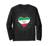 Iranian Flag Vintage Heart - Iran Fan Retro Long Sleeve T-Shirt