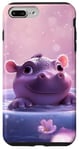 Coque pour iPhone 7 Plus/8 Plus Joli bébé hippopotame fond rose