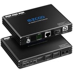 Rallonge Hdmi Kvm Avec 3 Ports Usb,Non Compressée 4K60 Hdr Sur Cat5E/6 Jusqu'À 100M Poe Rs232 Edid Audio Stéréo 3,5 Mm