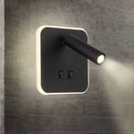 Fei Yu - Feux de chevet led Lampe murale Hôtel intérieur Lumières mural lit Lampe murale couloir avec interrupteur Noir 3W + 10W (Carré) [Classe