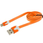 Cable pour IPHONE 11 Noodle Chargeur Lighting Usb APPLE 1m - ORANGE