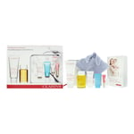 Clarins Beautiful Pregnancy 6 Piece Gift Set: Stretch Mark Minimizer 200ml - Body Oil 100ml - Body Scrub 30ml - Hydra-Essentie Moisturiser 15ml - Eye Contour Gel 3ml - Instant Light Natural Lip Perfector 5ml - 1x Bag