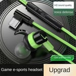 green TypeC Casque HiFi stéréo filaire avec micro à réduction de bruit, écouteurs de sport, écouteurs de jeu, écouteurs E-Sports, 3.5mm, type C, téléphone, PC ""Nipseyteko