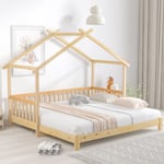 Lit gigogne - lit cabane pour enfant 90(180)x200cm en bois massif - Naturel