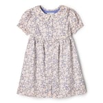 Amazon Essentials x Sofia Grainge Robe en Satin De Coton avec Col Bébé Fille, Bleu Ivoire Fleuri Délicat, 18 Mois