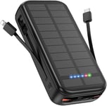 Batterie Externe Solaire 20000mah, Power Bank Usb C 20w Pd 3.0 Charge Rapide, Chargeur Solaire Avec 5 Sorties 4 Entrées, Batterie Charge Externe Compatible Avec Iphone Smartphones Tablette