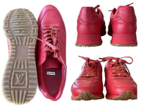 Louis Vuitton x Supreme NY Red Leather Run Away Sneakers Shoes Trainers