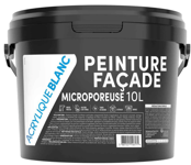 PEINTURE FACADE BLANC RESINE ACRYLIQUE 10L BATIR 1ER microporeux aspect mat