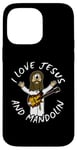 Coque pour iPhone 14 Pro Max I Love Jésus et Mandoline Chrétienne Worship Église Bluegrass