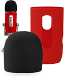 Microphone Pare-Br Bonnette Anti-Vent En Mousse Avec Housse De Protection En Gel De Silice En Rouge Pour Microphone Blue Yeti, Yeti Pro (2 Packs)