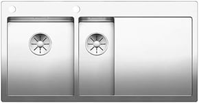 Blanco 521646 CLARON 6 S-If Évier de Cuisine en Acier Inoxydable, Stainlesssteel, 60 cm Unterschrank Becken Links