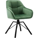 Woltu - Chaise Pivotante à 360°, Chaise Salle à Manger en Velours, Fauteuil Scandinave, Pieds en Métal, Vert Foncé