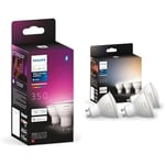Philips Hue White and Colour Ambiance Smart Light 2 Pack [GU10 Spot] with Bluetooth. Works & White Ambiance Smart Spotlight 3 Pack LED [GU10 Spotlight] - 350 Lumens (50W equivalent)