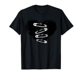 Dark Broken Heart and Safety Pins for T-Shirt