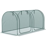 Serre tunnel de jardin serre à tomates filet protection solaire 2 portes zippées enroulables acier HDPE vert 249x90x90cm Vert