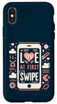 Coque pour iPhone X/XS Love At First Swipe Rencontres en ligne Love Matching Valentines