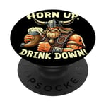 Bière Horn Up Drink Down Viking Beer Buvant de la bière Funny Warrior PopSockets PopGrip Adhésif