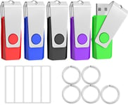 Cle Usb 16 Go Lot De 5 Clé Usb 2.0 Multicolore Clef Usb 16 Go,Mini Clé Usb Pour Le Stockage Et La Sauvegarde De Données Avec Lumière Led