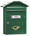 ARREGUI Villa E5003 Boîte aux Lettres Individuelle en Acier, Taille M (Courrier Format A4, Magazine), Boîte aux Lettres Murale de Grosse épaisseur, Anti-Pluie, Facile à Installer, Vert