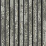 Fine Decor Carbon Oxidize Grey Wallpaper Wood Panel Rustic Metallic Feature Wall