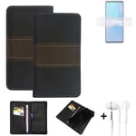 Wallet Case + headphones for Sony Xperia 10 III Protective Cover Brown