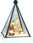 Triangle Glass Holder Snow Globe with Light Up Festive Gonk Scene Battery Operated