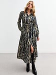 New Look Blue Tie Dye Print Satin Midi Shirt Dress, Print, Size 10, Women