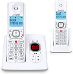 F530 Voice Duo,téléphone sans fil avec répondeur et 2 combinés,blocage d'appels et fonction mains libres Blanc/Gris(Q882)