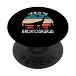 I'm With The Dinosaur Brontosaurus, Dino Gifts For Kids PopSockets Adhesive PopGrip