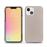 Coque cuir Apple iPhone 13 - Coque arrière - Gris - Cuir saffiano - Neuf