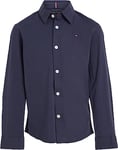 Tommy Hilfiger Boy's Solid Stretch Poplin Shirt L/S Kb0kb06965 Casual Shirts, Blue (Twilight Navy), 14 Years