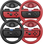 Volant Switch, Racing Wheel Joy Con, Volant De Course Pour Mario Kart 8 Deluxe / Nintendo Switch & Modèle Oled, Noir / Rouge (Pack De 4)