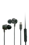 Grundig Wired Earphones with USB-C - Ear Buds with 120cm Cable - In Ear Headphones with Microphone - Earbuds Compatible with iPhone, Samsung, and Tablet - Active Noise Cancellation - Black