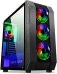 Rogue VI - Boitier PC Gamer ATX/mATX/ITX - Façade et Paroi en Verre Trempé - 4 Ventilateurs LED RGB Adressable 120mm - Compatible Aura/MSI Mystic/ASROCK 3Pin