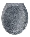 WENKO Abattant WC avec Frein de Chute Premium Ottana Granit, abattant WC clipsable avec Fixation en Acier INOX, Fix-Clip, Duroplast, 37.5 x 44.5 cm, Granit