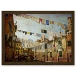 Clotheslines Venice Washing Line Laundry By Cityscape A4 Artwork Framed Wall Art Print