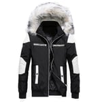 Doudoune Homme Uni Manteau Hommes Slim Veste Pour Fausse Fourrure Parka À Capuche Blouson Vêtements Masculin