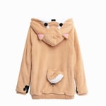 Shiba Inu Doge Kawaii Hoodie för kvinnor, långärmad i sammet, huvtröja i plysch M