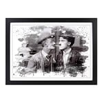 Big Box Art Ben Turpin and Charlie Chaplin V3 Framed Wall Art Picture Print Ready to Hang, Black A2 (62 x 45 cm)