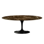 Knoll - Saarinen Oval Table - Matbord, 198 x 121 cm, Svart underrede, skiva i glansig brun Emperador marmor - Spisebord - Eero Saarinen - Brun - Metall/Stein