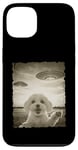 Coque pour iPhone 13 Caniche maltais selfie vieux téléphone photo drôle observation OVNI