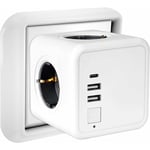 Memkey - Prise usb Multiple, Multiprise Murale Cube 4 Prises avec 2 usb Secteur, 1 port de type C,7 en 1 Bloc Multiprises usb Secteur avec