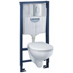 Grohe - Pack Solido 5 en 1 : Rapid sl, plaque de commande, wc rimless Bau Ceramic, équerres et set d'isolation 39418000