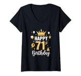 Womens Happy 71St Birthday Idea For 71 Years Old Man And Woman V-Neck T-Shirt