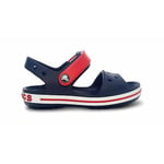 Crocs Crocband Sandals, Unisex-Kids Sandals, Lightweight and with Secure Fit, in Navy / Red Strap and Stripe Detail, Size C4 UK