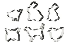 Premier Housewares 6 Pcs Animal Cookie Cutters Set | Metal Cookie Cutter for Baking | Unique Pastry Cutter for Home Use | Stainless Steel Cheese Cutter for Kicthen Essentials